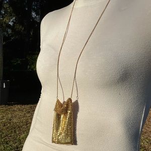 Vintage golden chain mail purse necklace
